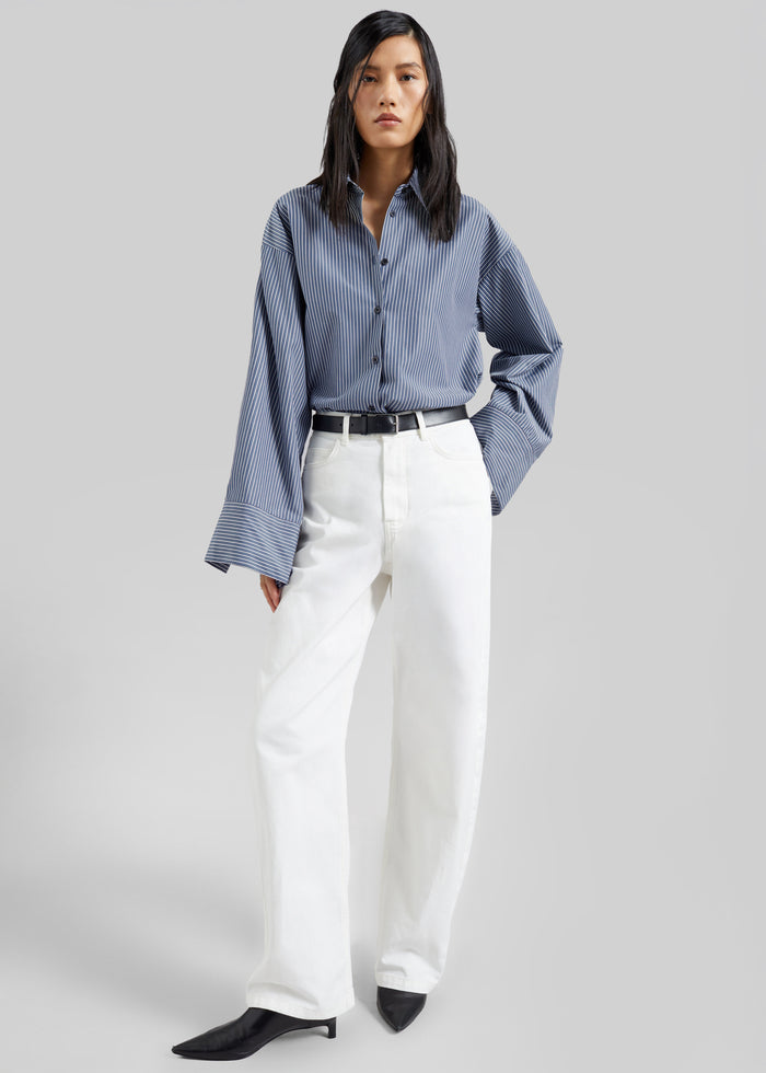 Menton Oversized Shirt - Navy/White Stripe