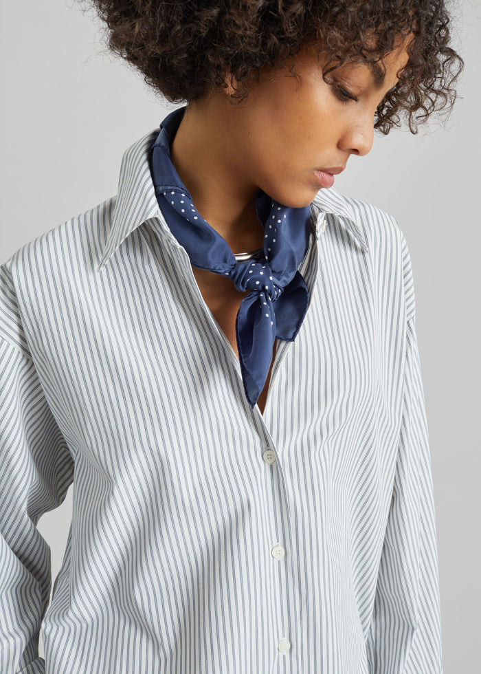 Menton Oversized Shirt - White/Blue Stripe
