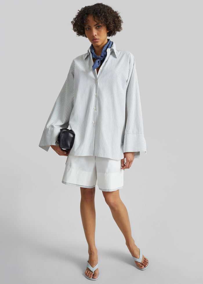Menton Oversized Shirt - White/Blue Stripe