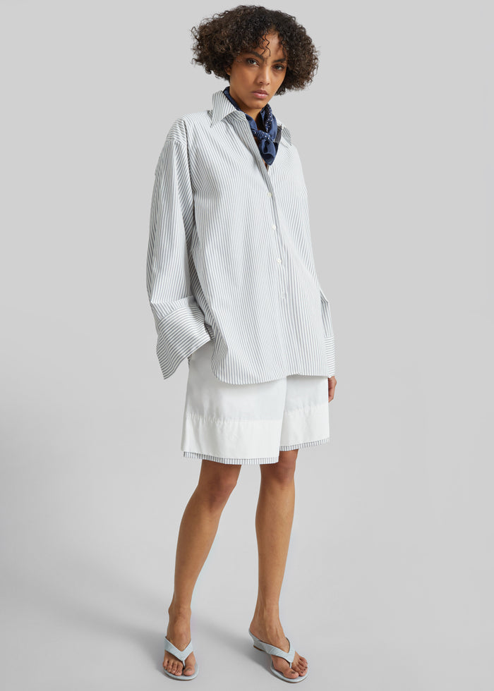Menton Oversized Shirt - White/Blue Stripe