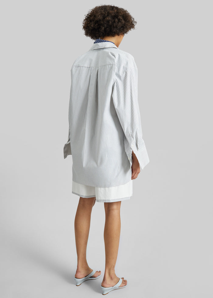 Menton Oversized Shirt - White/Blue Stripe