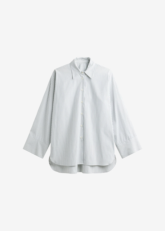 Menton Oversized Shirt - White/Blue Stripe