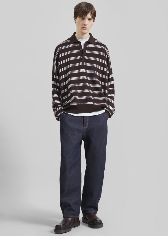Meriel Polo Sweater - Brown/White Stripe