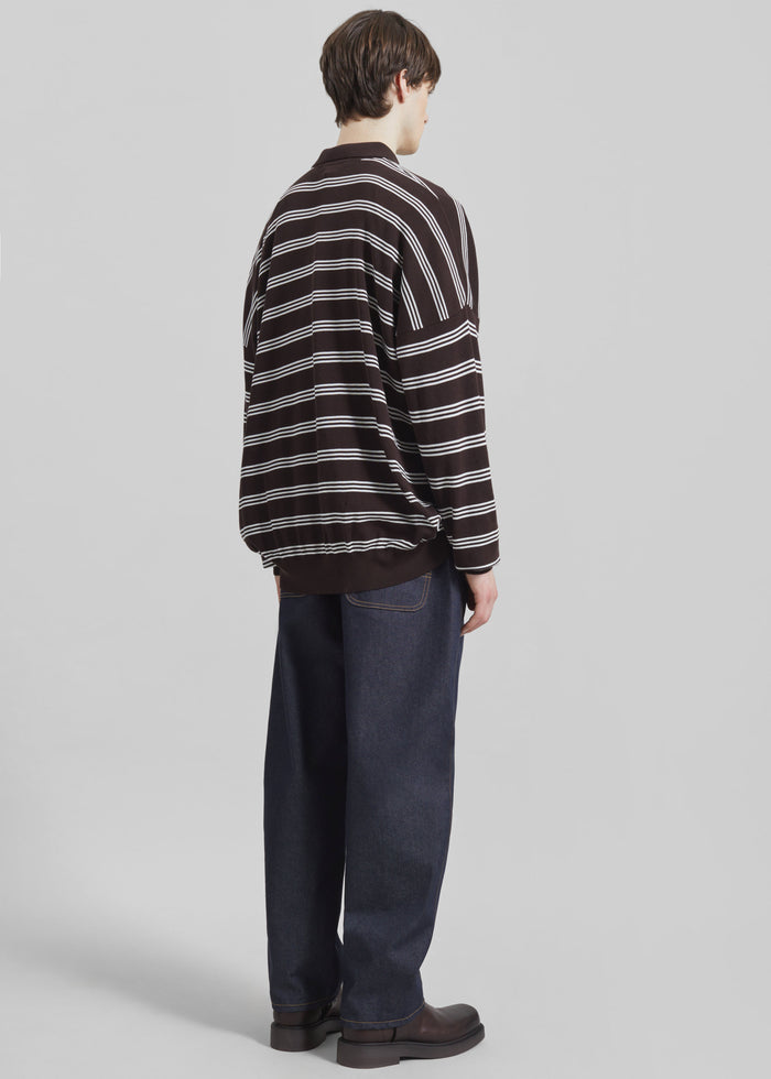 Meriel Polo Sweater - Brown/White Stripe