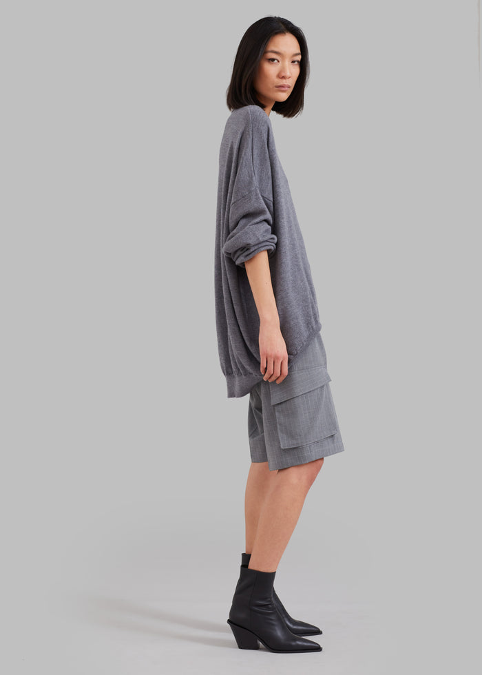 Meriel Wool Polo Sweater - Grey