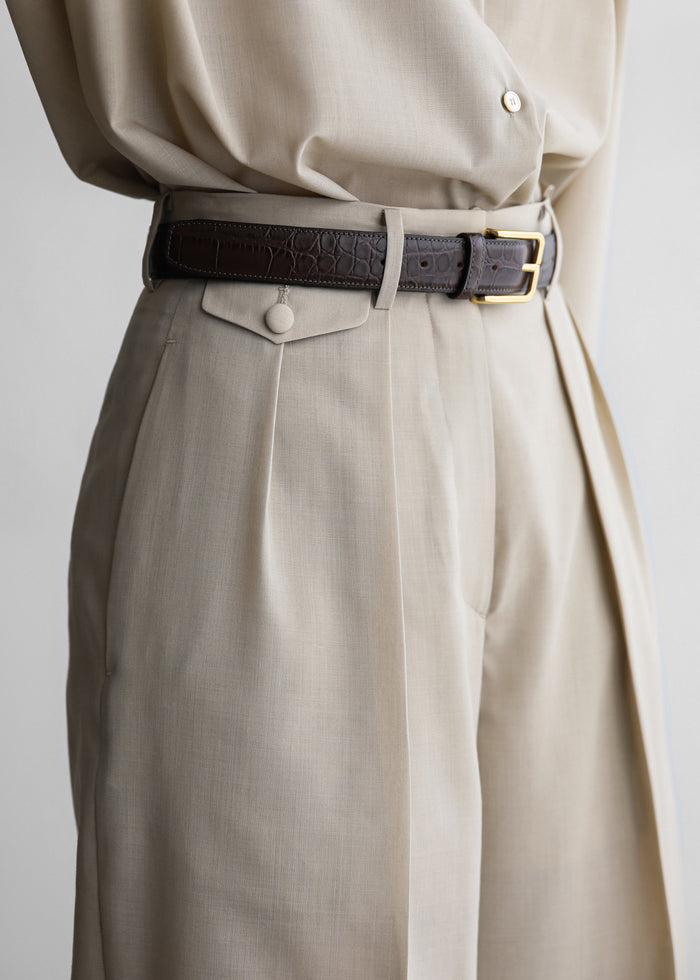 Meslay Sheer Pleated Trousers - Beige