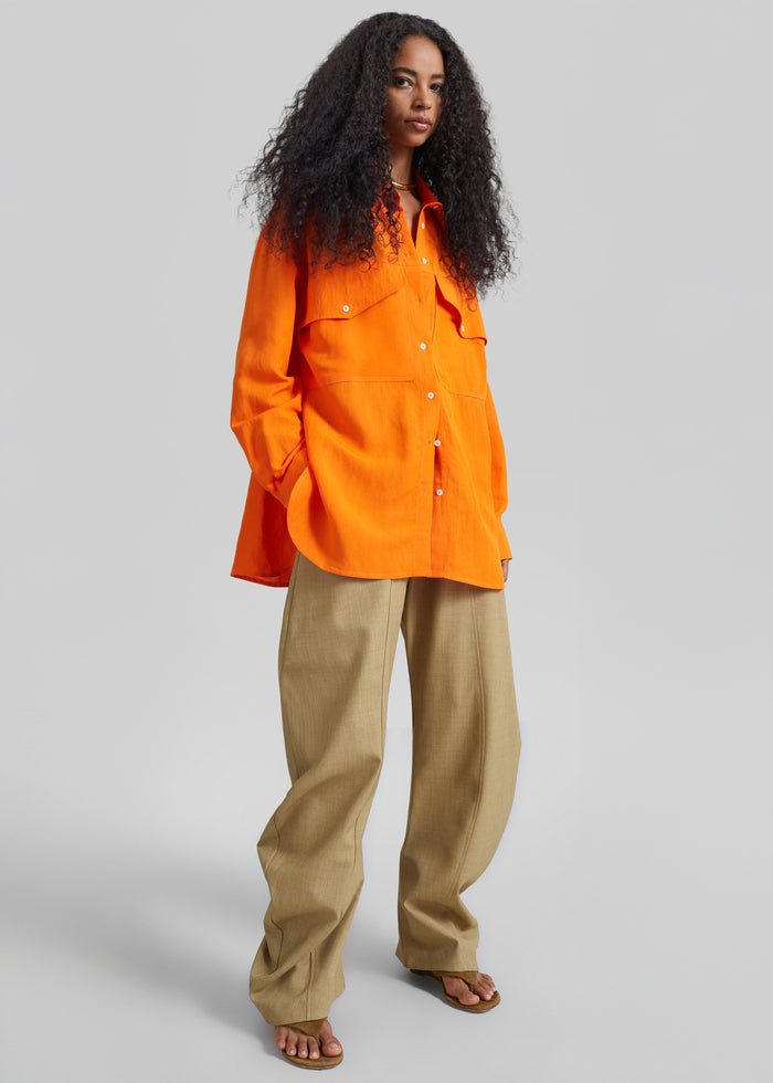 Miery Linen Oversized Shirt - Orange