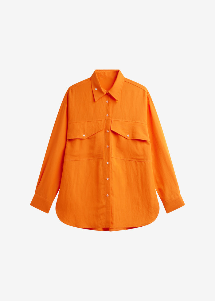 Miery Linen Oversized Shirt - Orange
