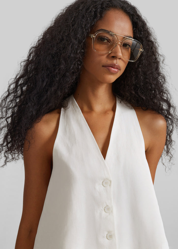 Miglia Linen Trapeze Vest - Ivory