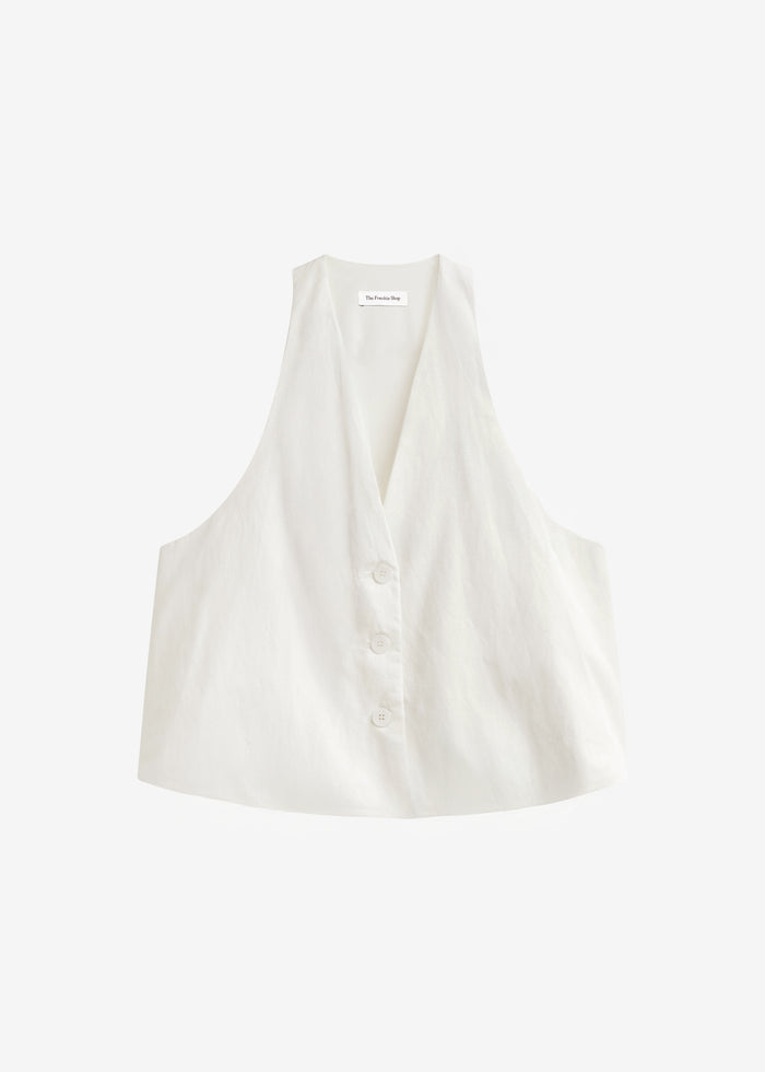 Miglia Linen Trapeze Vest - Ivory