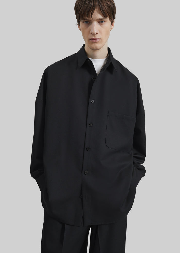 Milton Wool-Blend Shirt - Black
