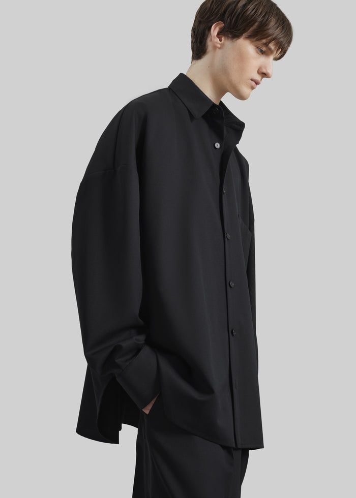 Milton Wool-Blend Shirt - Black
