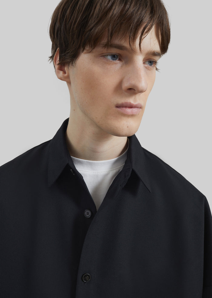 Milton Wool-Blend Shirt - Black