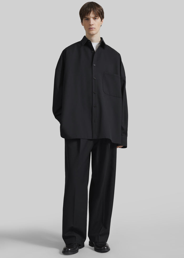 Milton Wool-Blend Shirt - Black