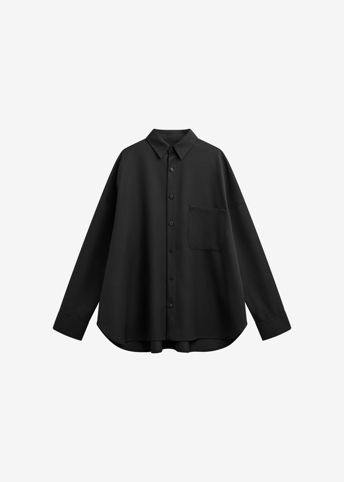 Milton Wool-Blend Shirt - Black