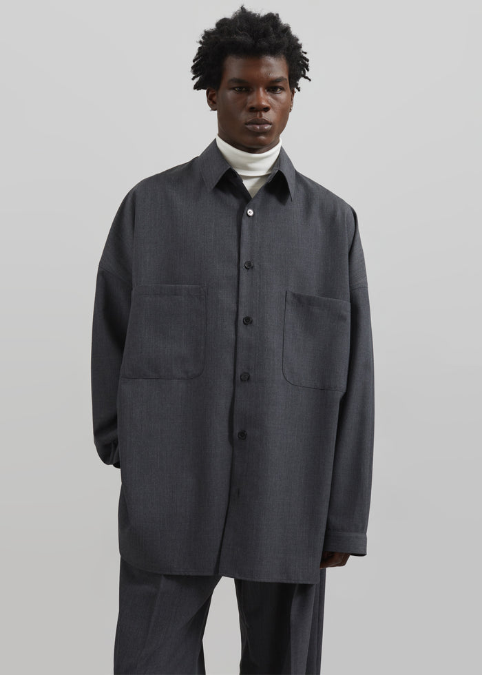Milton Wool-Blend Shirt - Dark Grey