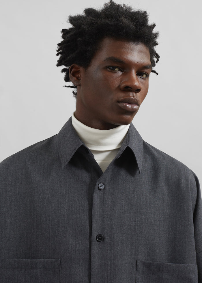 Milton Wool-Blend Shirt - Dark Grey