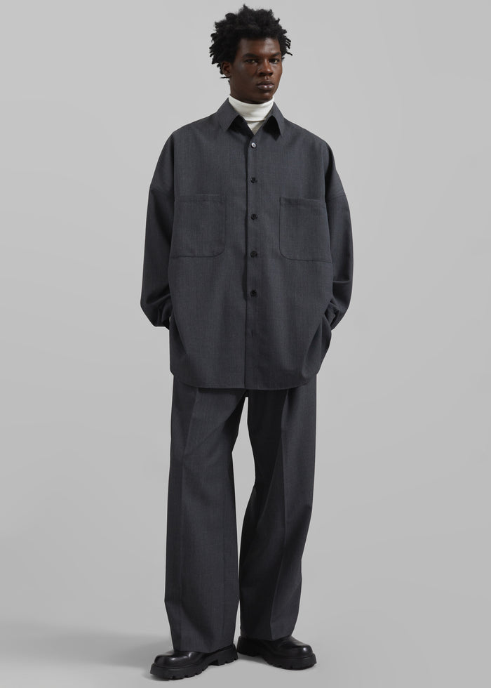 Milton Wool-Blend Shirt - Dark Grey