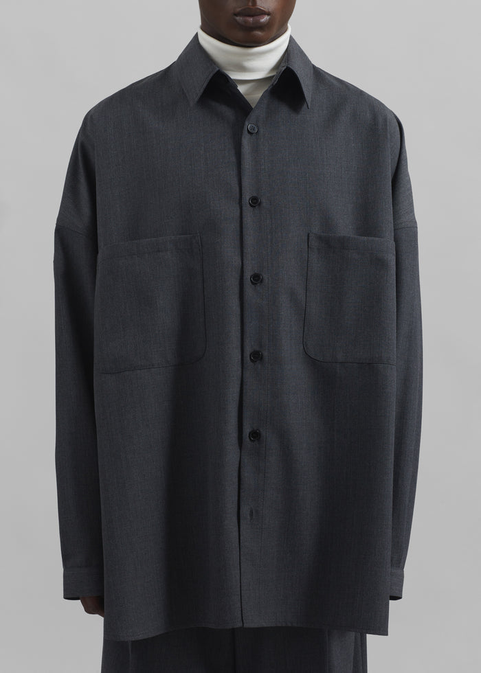 Milton Wool-Blend Shirt - Dark Grey