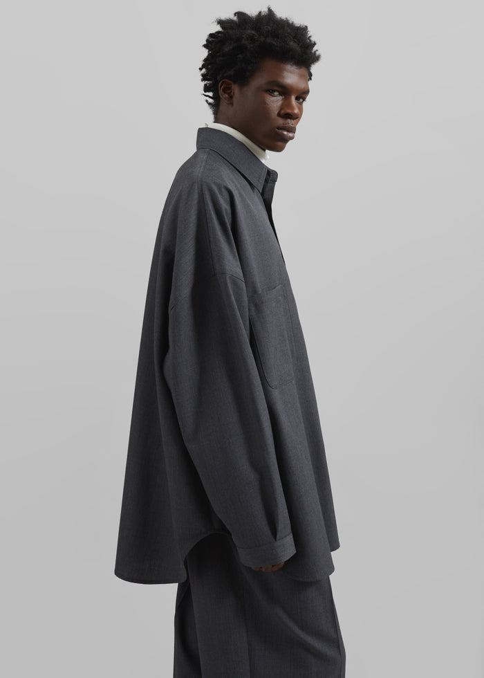 Milton Wool-Blend Shirt - Dark Grey