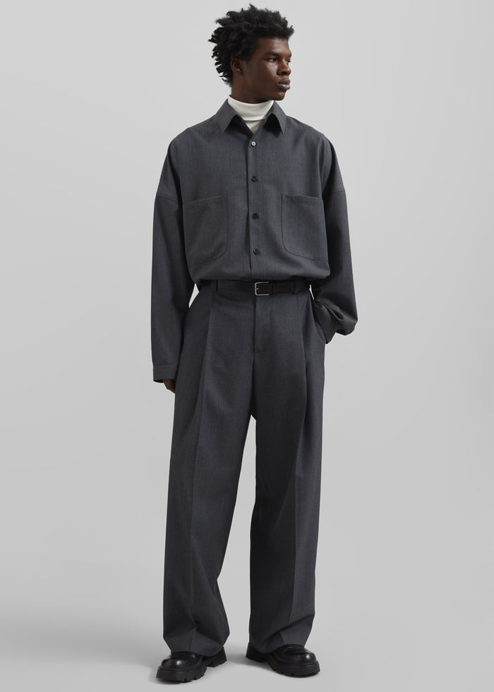 Milton Wool-Blend Shirt - Dark Grey