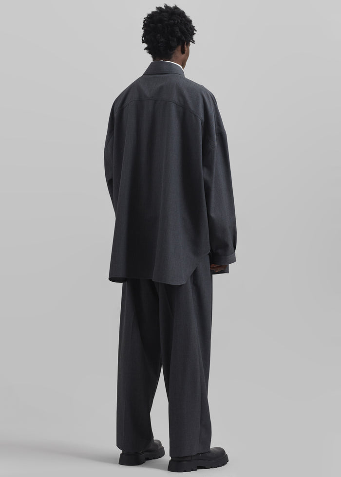 Milton Wool-Blend Shirt - Dark Grey