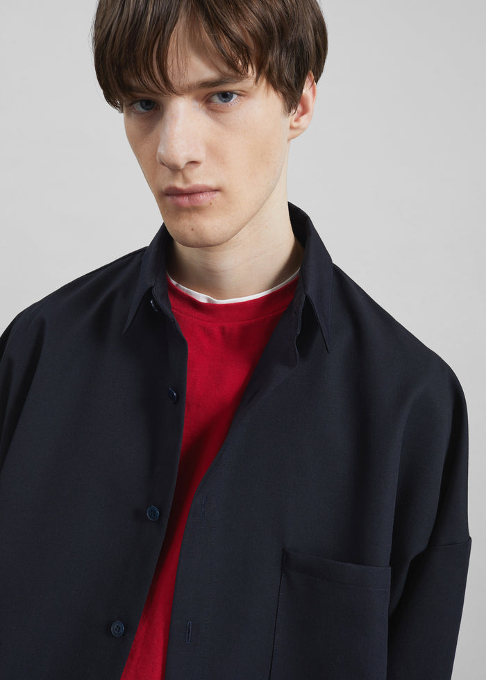 Milton Wool-Blend Shirt - Dark Navy