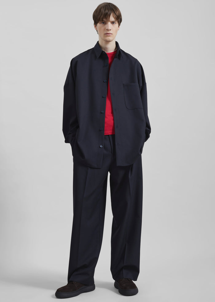 Milton Wool-Blend Shirt - Dark Navy