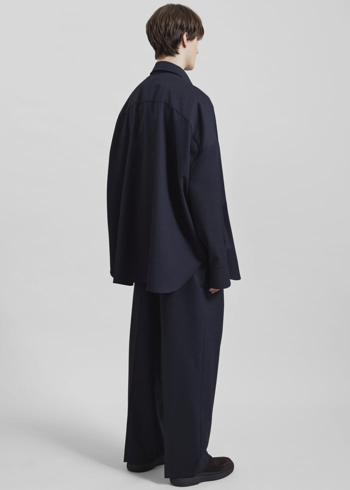 Milton Wool-Blend Shirt - Dark Navy