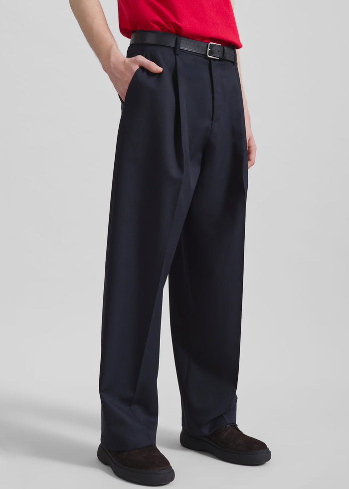 Milton Wool-Blend Trousers - Dark Navy