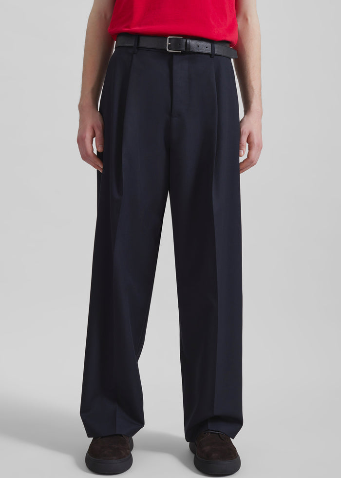 Milton Wool-Blend Trousers - Dark Navy