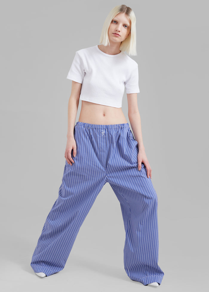 Mirca Elastic Pants - Blue Multi Stripe