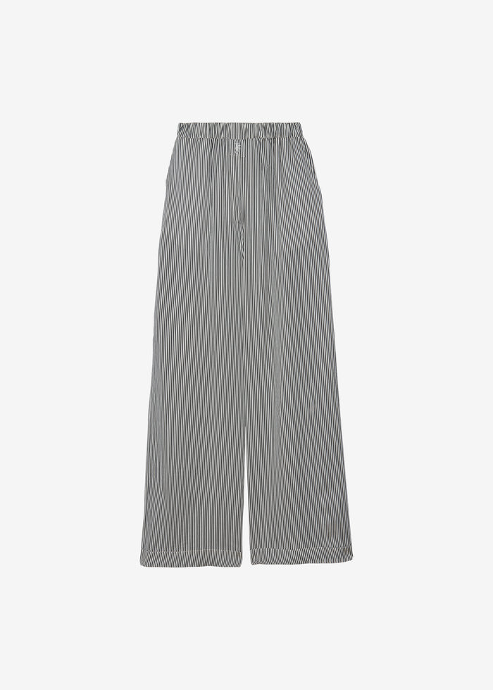 Mirca Striped Silk Elastic Pants - Black/White Stripe