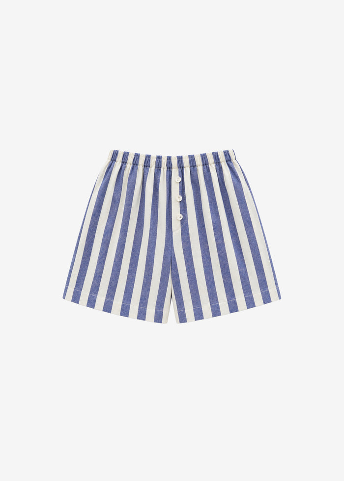 Mireval Cotton Boxer Shorts - Blue/White Stripe