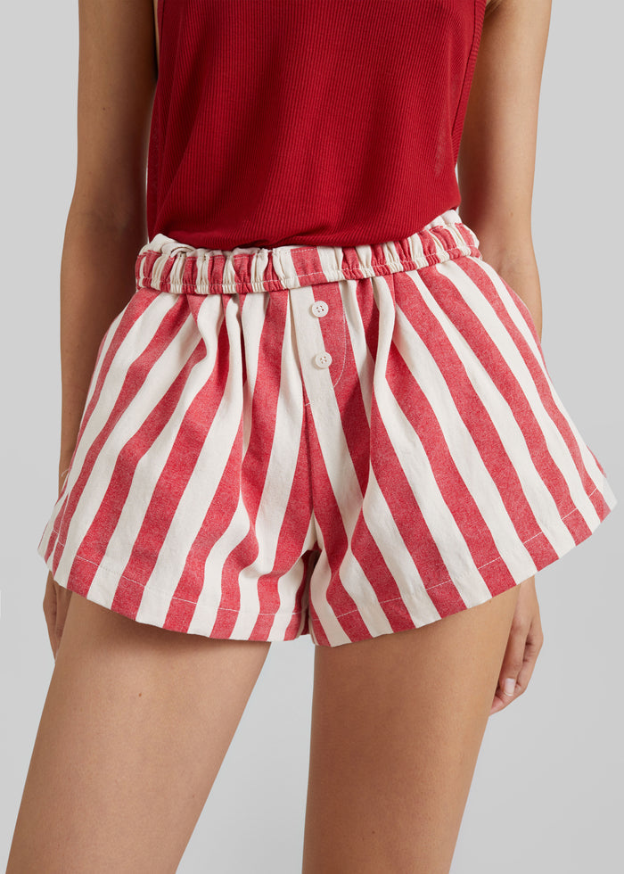 Mireval Cotton Boxer Shorts - Red/White Stripe