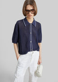 Monza Crochet Knit Cardigan - Navy