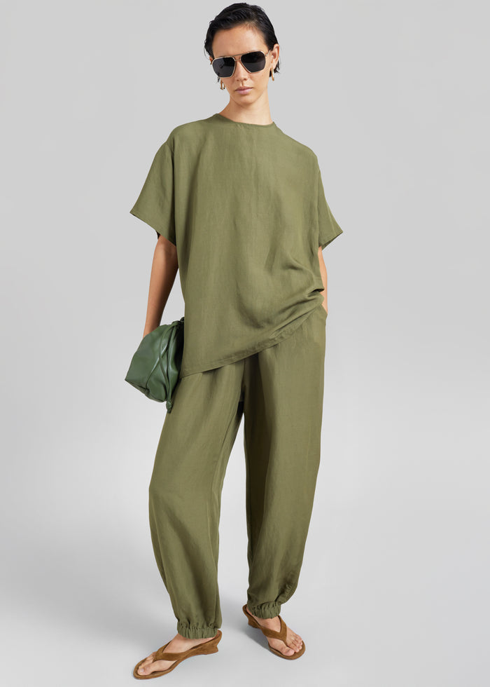Morat Linen Balloon Pants - Olive