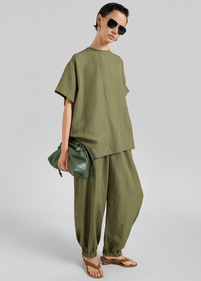 Morat Linen Balloon Pants - Olive
