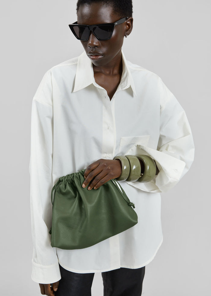 Morgan Faux Leather Small Pouch - Olive