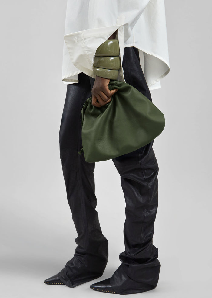Morgan Faux Leather Small Pouch - Olive