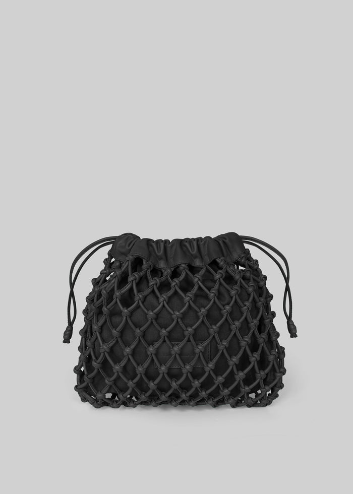 Morgan Leather Macrame Small Pouch - Black