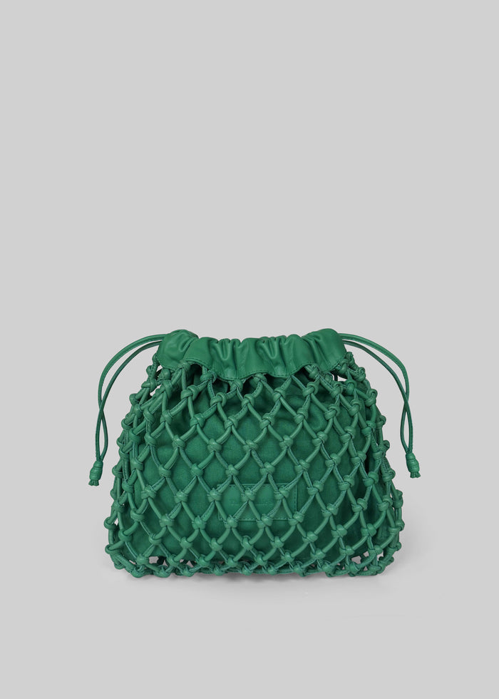 Morgan Leather Macrame Small Pouch - Emerald