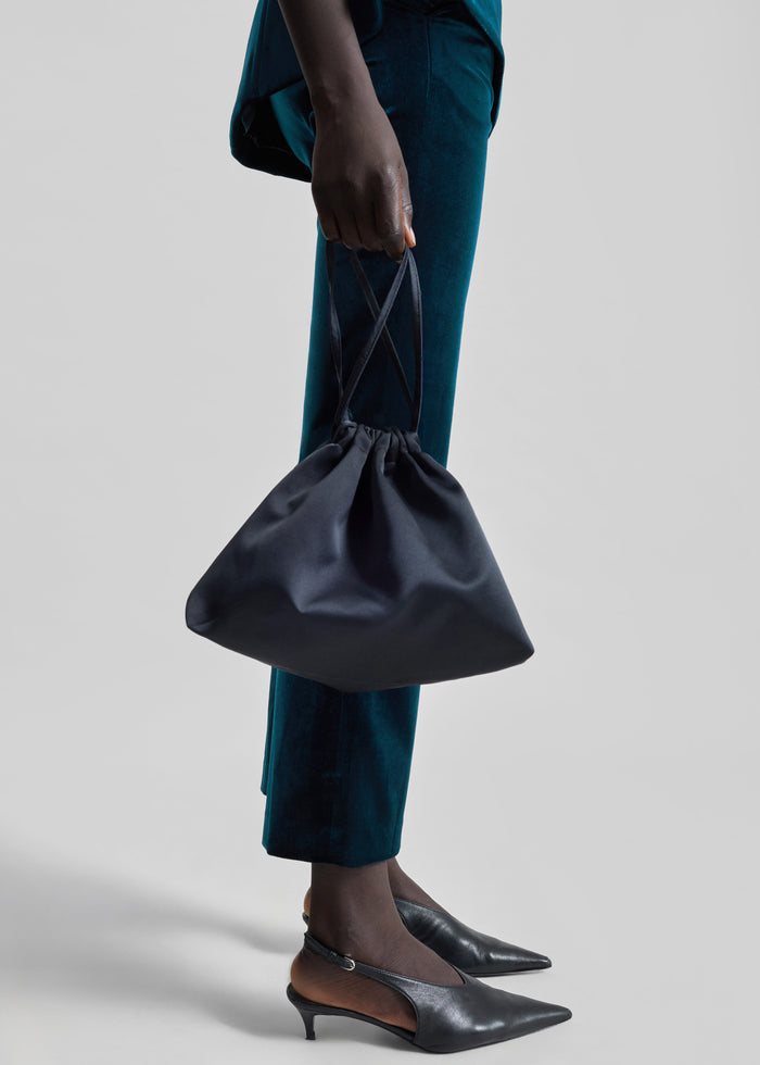 Morgan Satin Small Pouch - Black