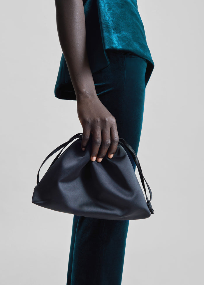 Morgan Satin Small Pouch - Black