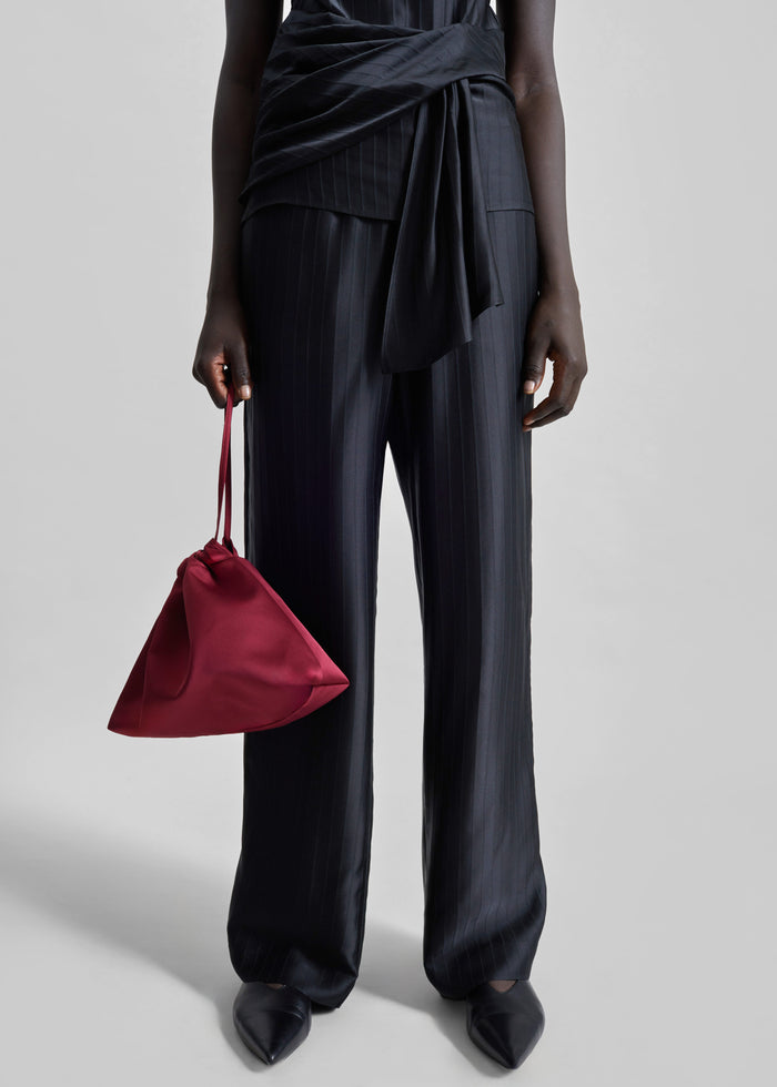 Morgan Satin Small Pouch - Burgundy