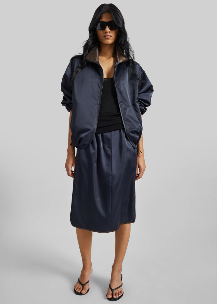 Munich Contrast Collar Zip-Up Jacket - Navy