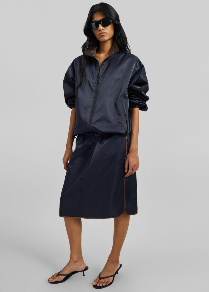 Munich Contrast Collar Zip-Up Jacket - Navy