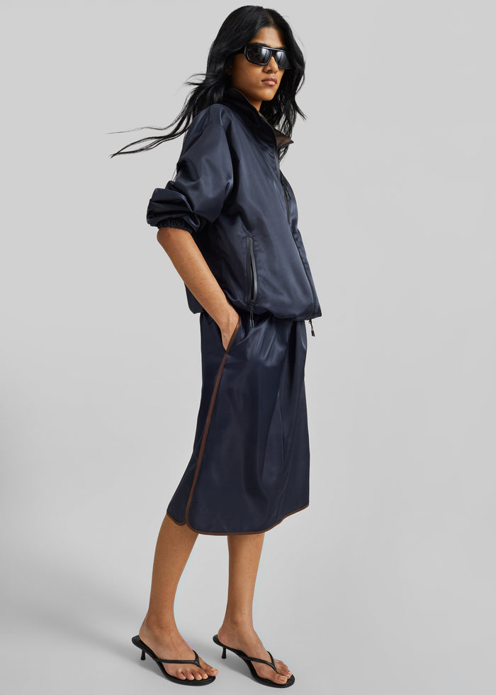 Munich Contrast Collar Zip-Up Jacket - Navy
