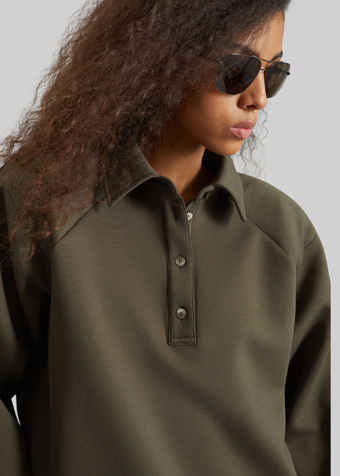 Naen Neoprene Polo Top - Dark Olive