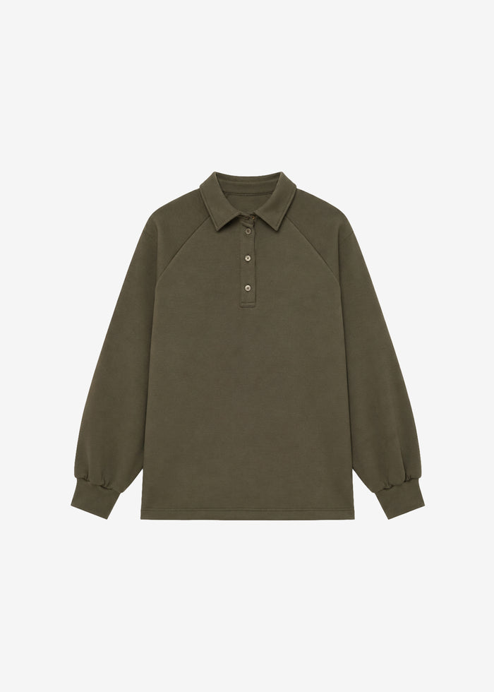Naen Neoprene Polo Top - Dark Olive